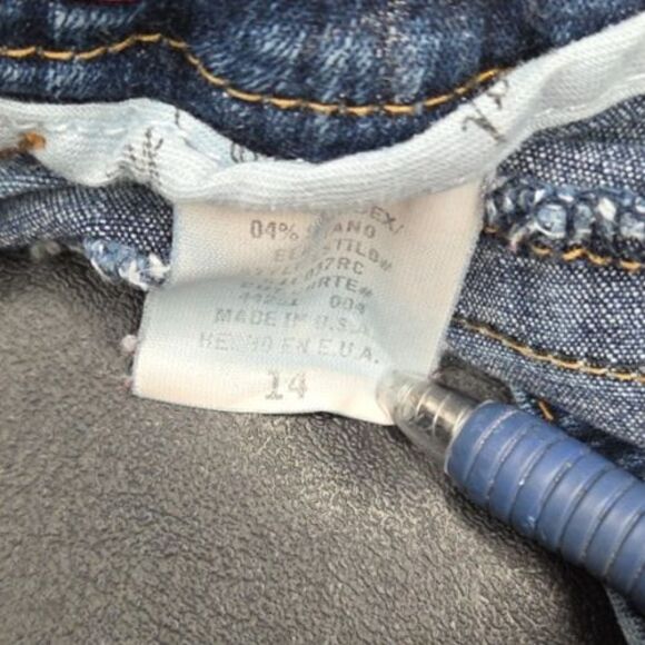 VTG Baby Phat Jeans Womens Size 14 Blue Denim Stretch Cuffed Straight Leg Capris - Picture 5 of 6